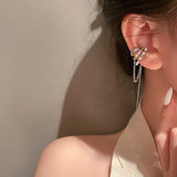 1PC Korea Luxury Long Tassel Single Clip Earrings