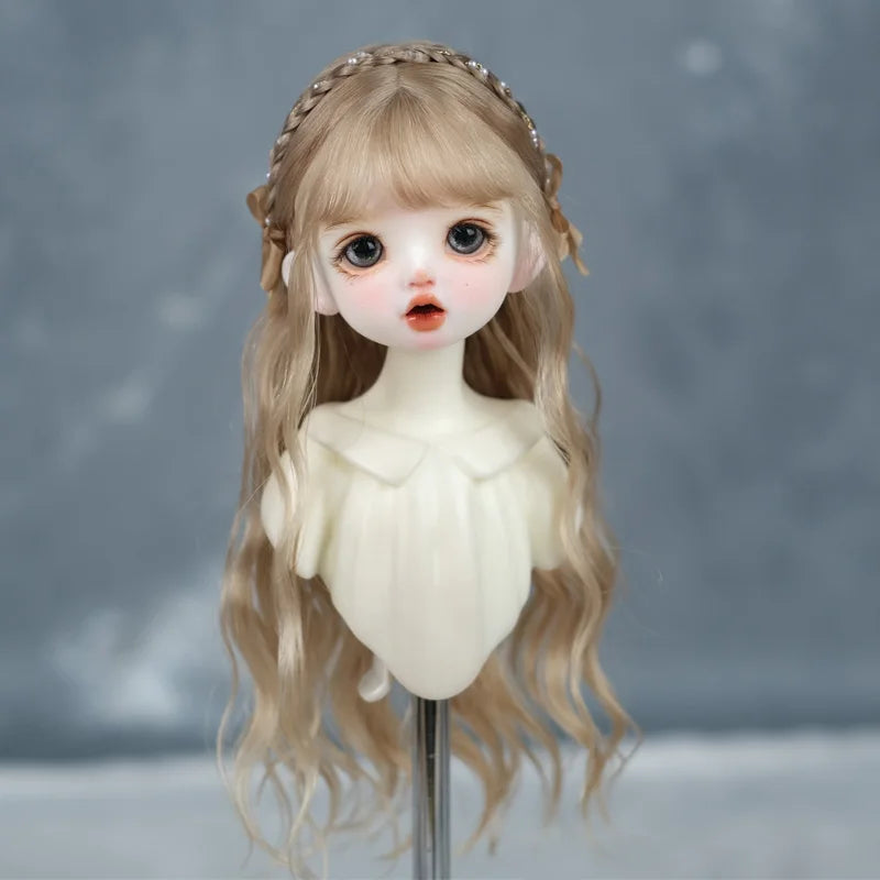 30cm Doll Wig Bangs Ponytail Curly Soft Mohair