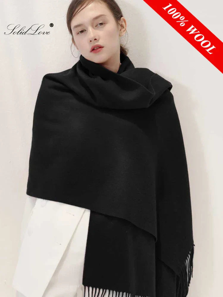 100 Wool Scarf Women Thickening Cashmere Winter Scars