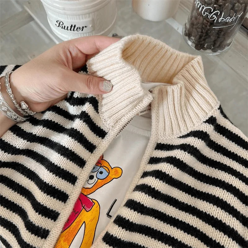 Newborn Baby Girl Boy Striped Jacket Infant Toddler