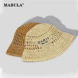 MABULA Wide Brim Women Bucket Hat Summer Straw