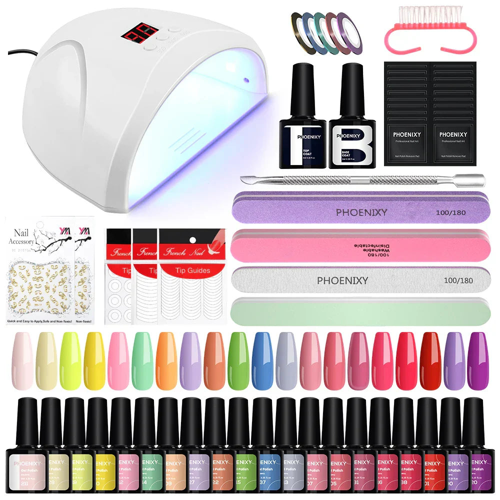 PHOENIXY Gel Nail Polish Set with 36W Nail