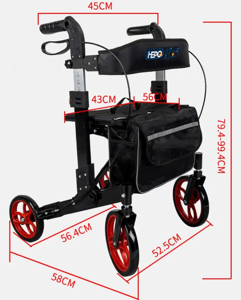 Elderly Trolley Walker with Four-Wheel Mobility Aids Aluminum