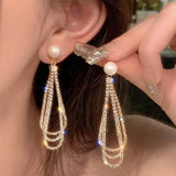 Fashion Metal U Shape Tassel Chain Earrings For