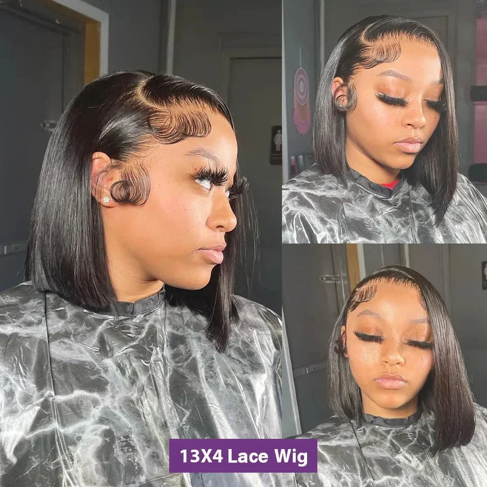 13x6 Straight Lace Frontal Bob Wig Pre Plucked