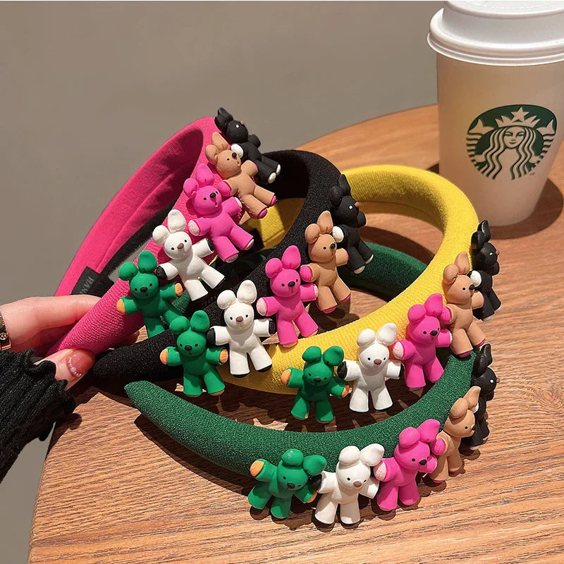 Korean Colorful Bear Headband Girl Cartoon Headwear Kids