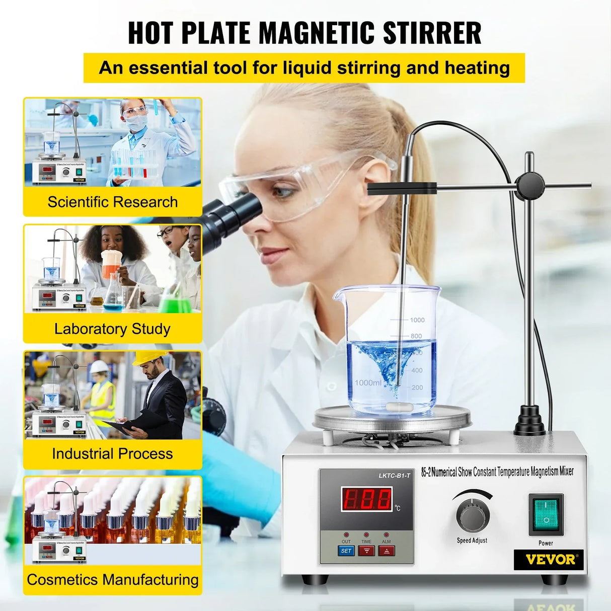 VEVOR 1L Heating Magnetic Stirrer Hot Plate W/