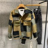 American Casual Patchwork Color Contrast Lapel Jacket Trend