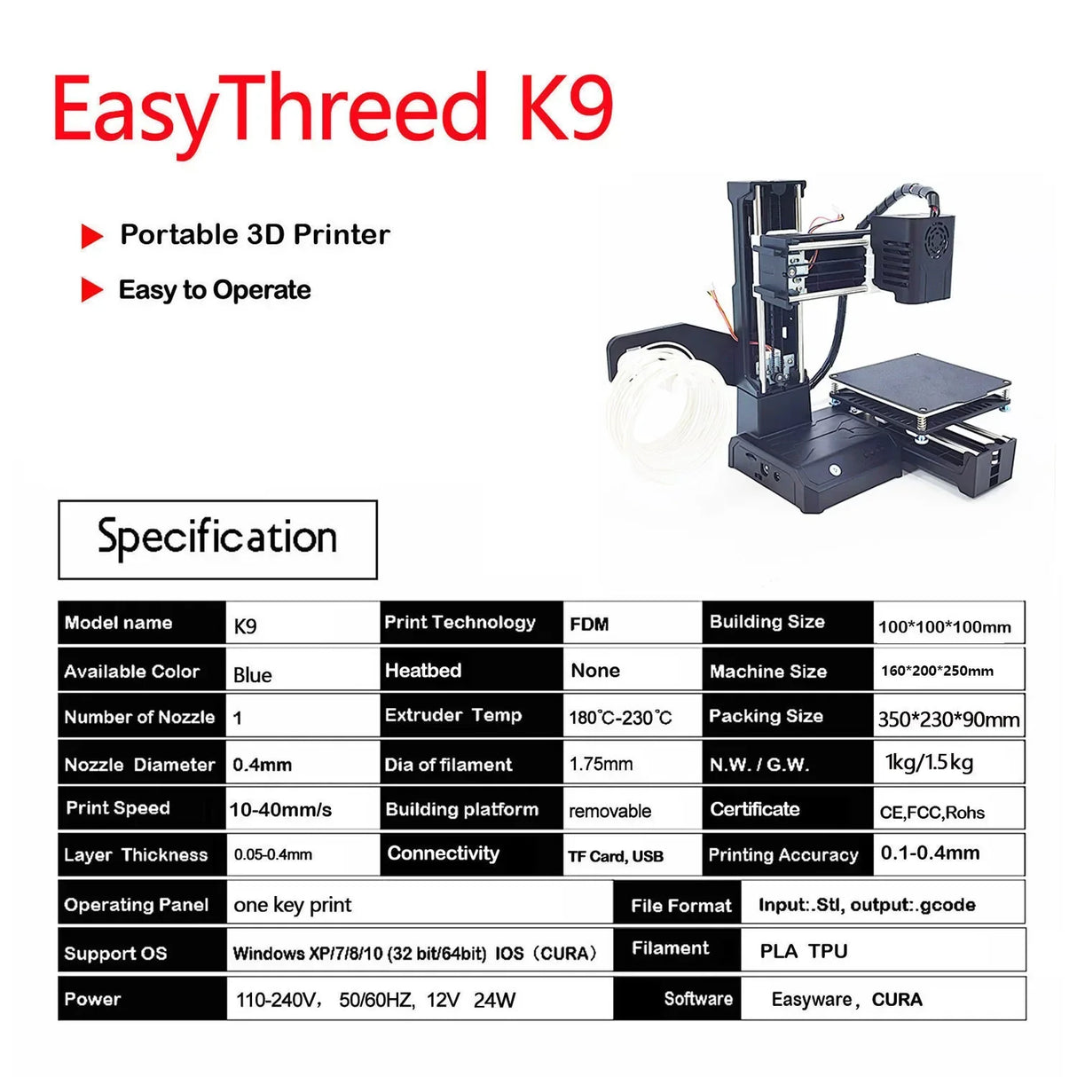 EasyThreed K9 Mini 3D Printer Easy to Use