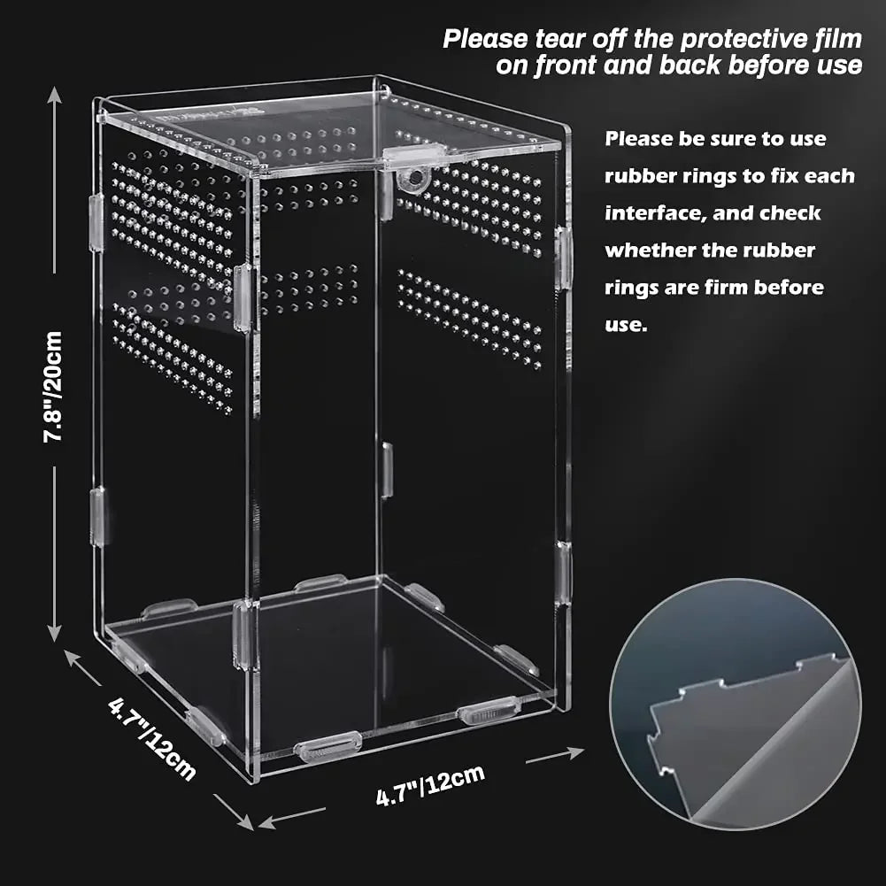 Magnetic Acrylic Case Nano Arboreal Tarantula Enclosure Reptile