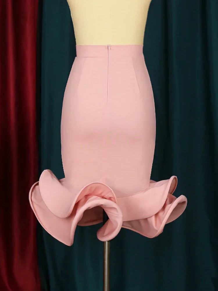 Women Mermaid Skirt High Waist Trumpet Flare Fishtail