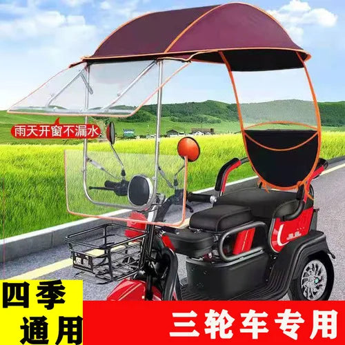 Electric vehicle canopy tricycle fully enclosed windshield rain