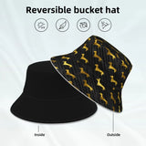 Dachshund Bucket Hat Black and Gold Dog Hawaii