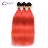 Elfriede 1BOrange Red Straight Ombre Colored Hair Bundles