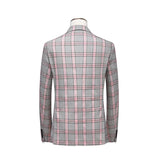 Red Striped Plaid Suit Jacket Men's Double Breasted