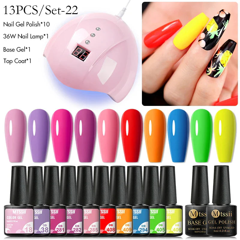 Mtssii 13/16Pcs Gel Nail Polish Set With 36W