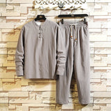 New Arrival Men's Cotton and Linen Long Sleeve