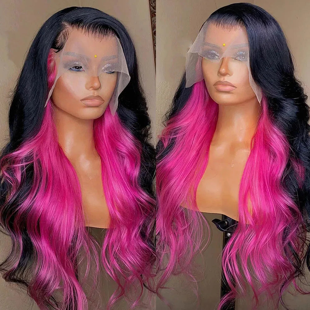 RONGDUOYI Black Pink Two Tones Body Wave Synthetic