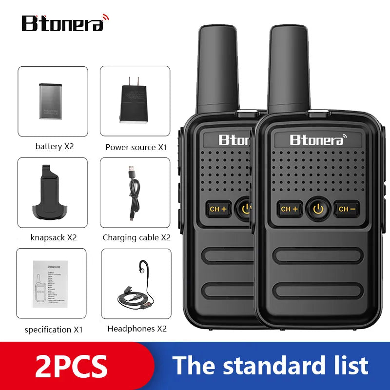 Btoera 2 Pcs Mini Walkie Talkie PMR 446