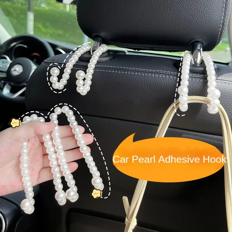 Car Rear Seat Hook White Pearl Hanger Car