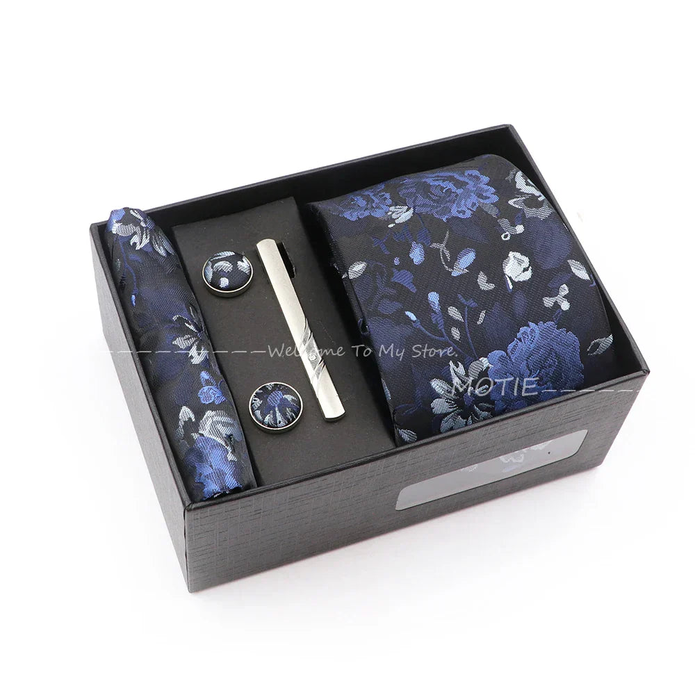 Gracefully Polyester Tie Set With Box Red Floral