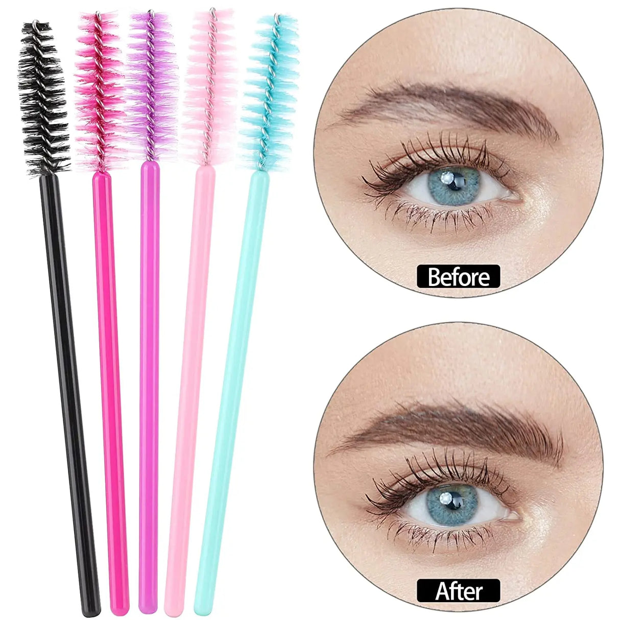 Disposable Mini Mascara Wands Applicator White Handle Eyelash