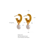 Yhpup Casting Exquisite Charm Natural Pearl Drop Earrings