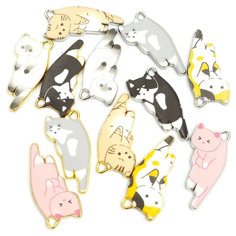 10pcs Kawaii Pet Kitten Enamel Charms for DIY