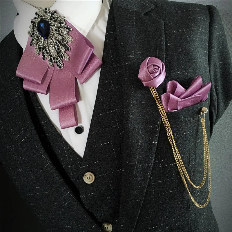 Men's Bow Tie Corsage Pocket Towel Sets British