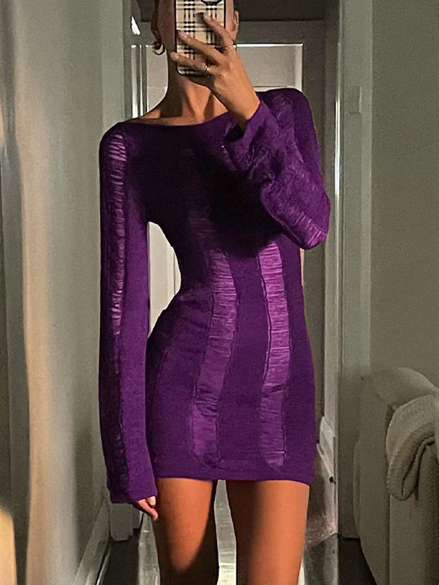 Puloru Sexy Knitted Cutout Short Dress 2022 Spring