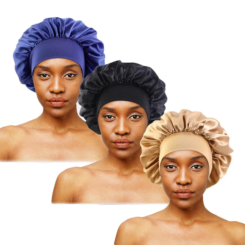 3PCS/LOT Women Satin Sleeping Hat Adjust Head Cover