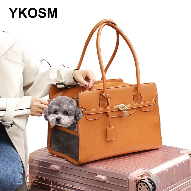 New Luxury PU Leather Pet Carrier Bag Breathable