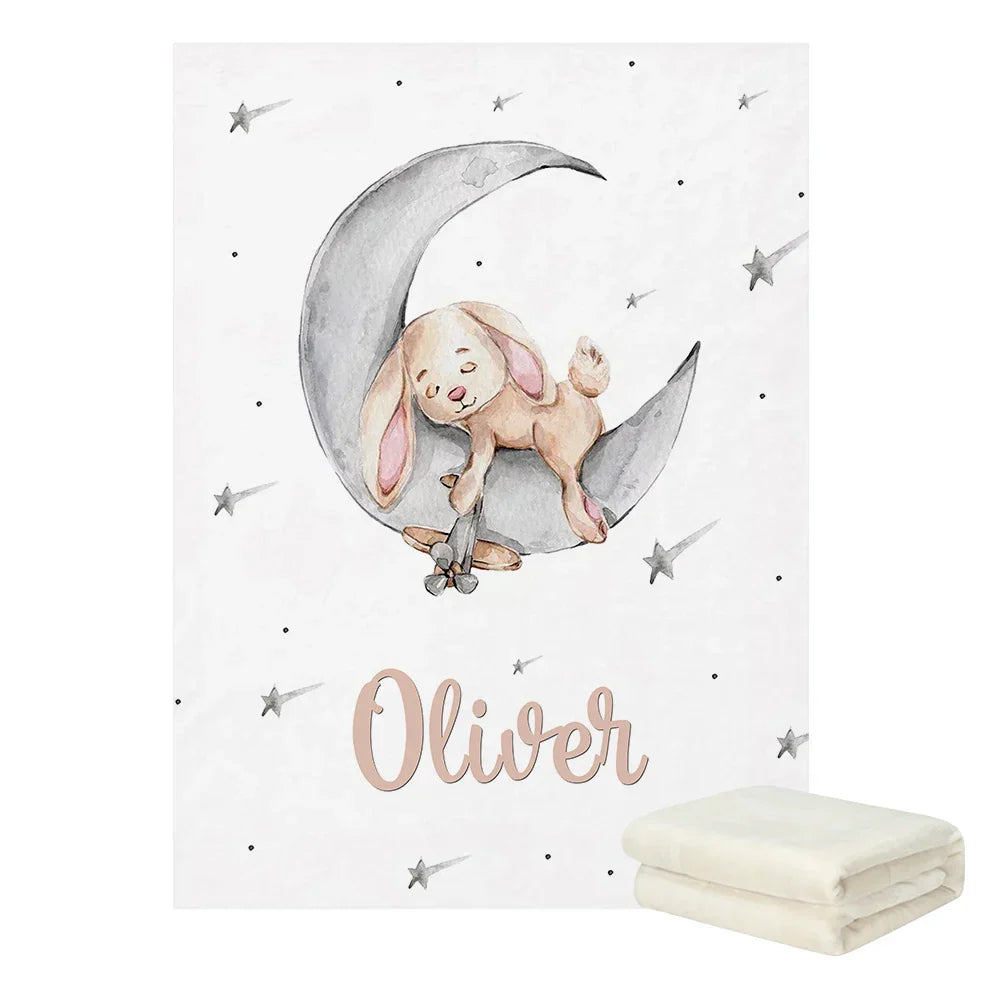 LVYZIHO Sleeping Bunny Custom Name Crib Sheet Set,