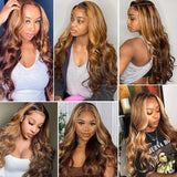 Highlight Transparent 13×4 13×6 Blond Body Wave Human Hair Wigs Pre Plucked Brazilian Glueless 360 Lace Frontal Wigs For Women