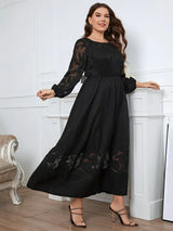 Plus Size Lace Women Dress See Through Long