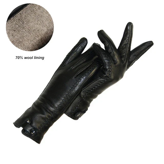 New Women's Gloves Genuine Leather Winter Warm Fluff
