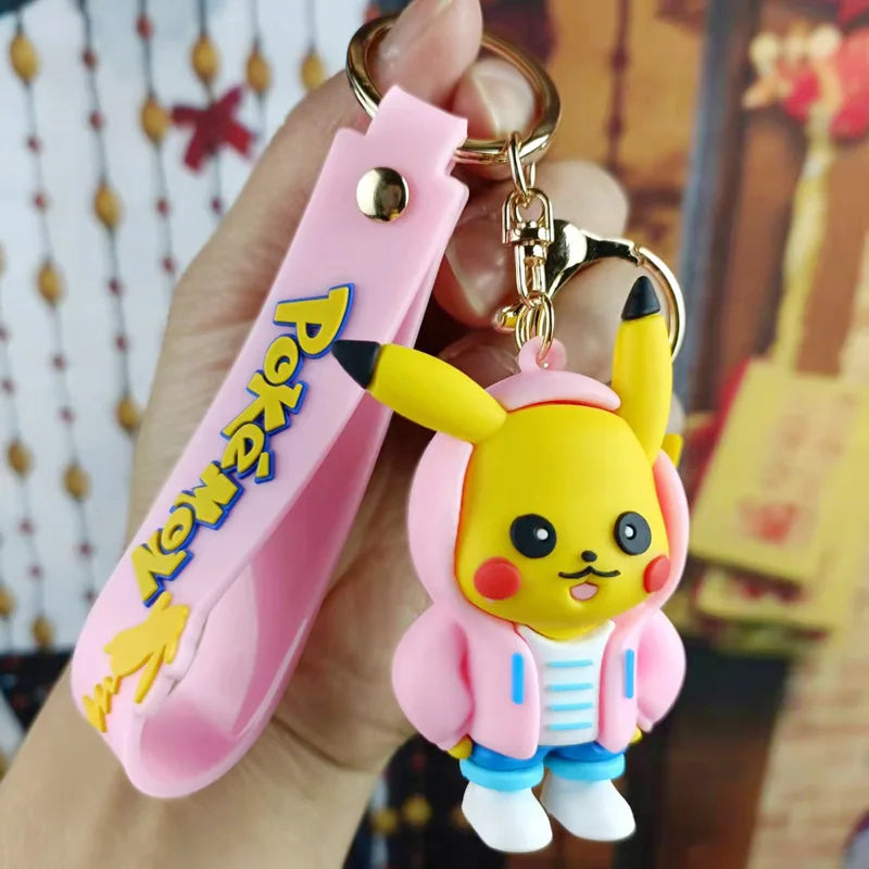 Pokemon Keychain Anime Figures Pikachu Cartoon Key Chain