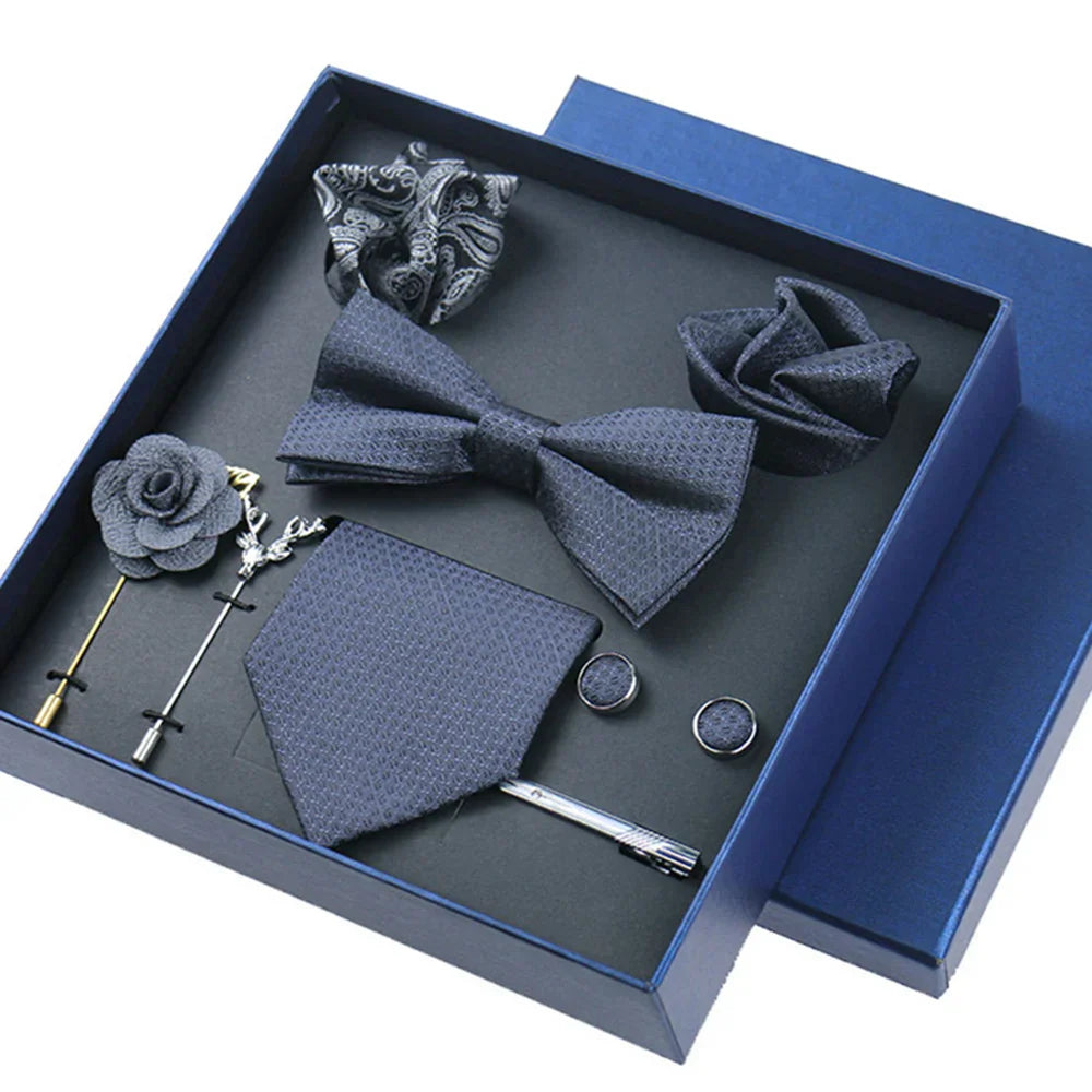 8piece Set Bussiness Blue Ties For Mans Floral