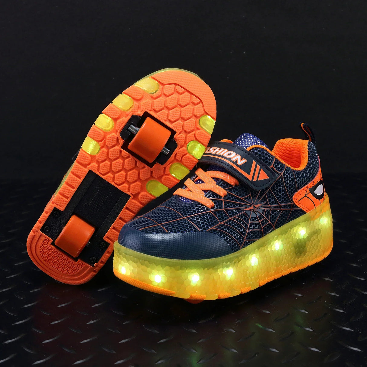 Kid Sneakers Spider Cartoon Mesh Usb Charge Luminous