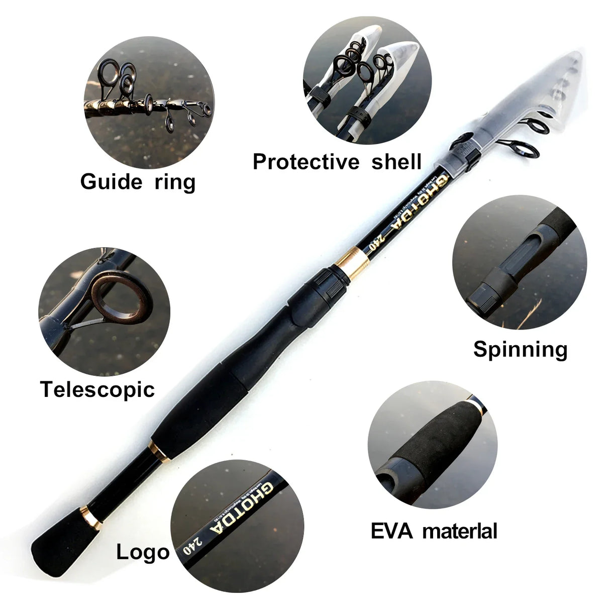 Ghotda Casting Fishing Rod Combo Telescopic Carbon Rod