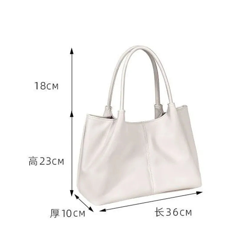 Simple White Shoulder Bag 2023 Women's PU Leather