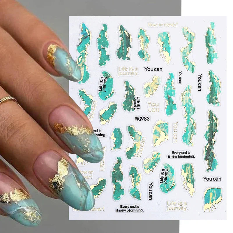 Purple Marble Nails Stickers Smoke Design Manicure Decals