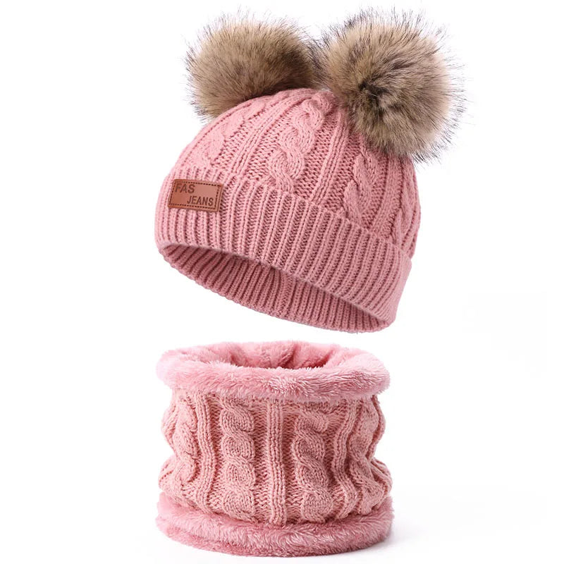 Baby Warm Winter Hats Scarf Gloves 3pcs Set