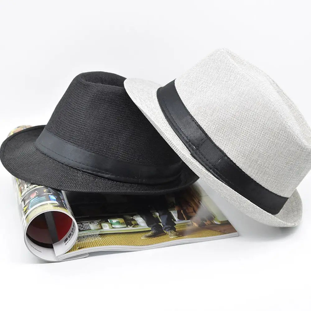 Men Women Straw Fedora Hat Trilby Cuban Sun