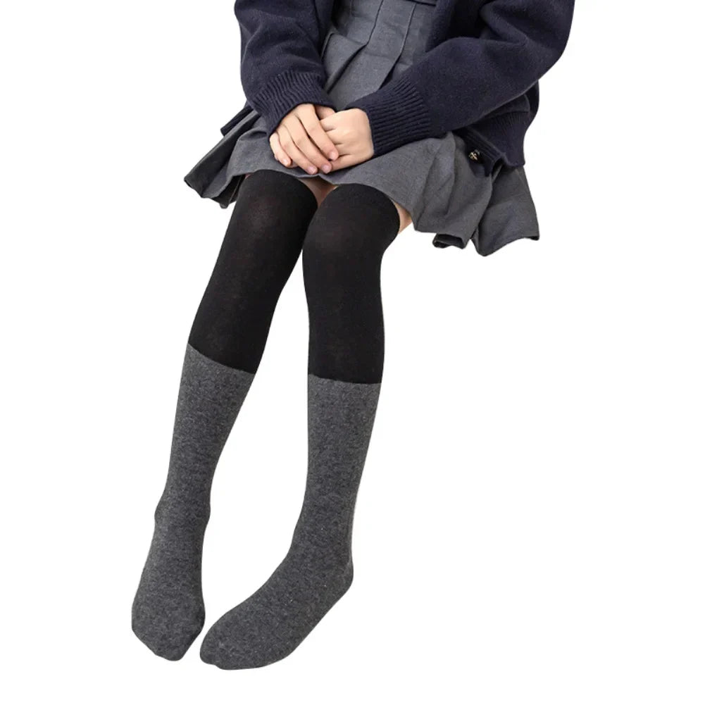 35-42cm Kids Girls Splicing Stockings Winter Warm High