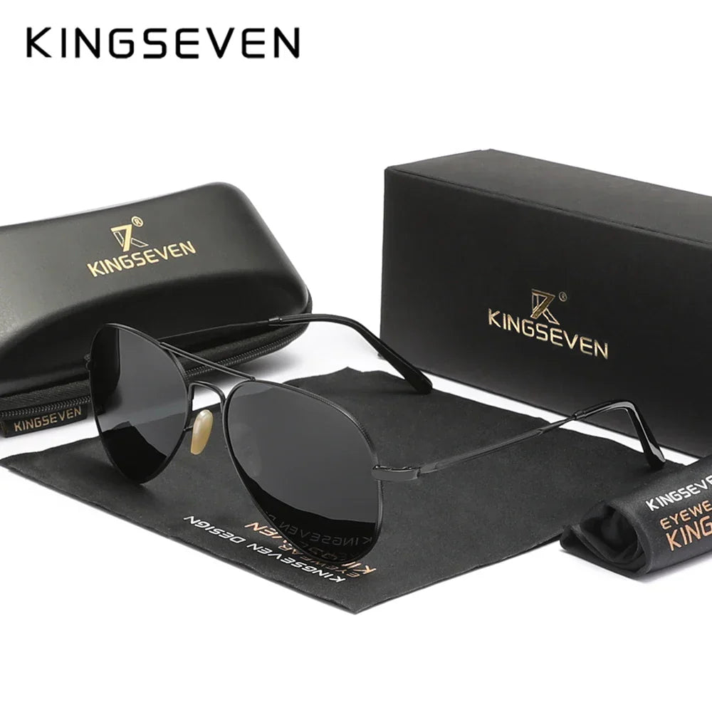 KINGSEVEN Pilot Alloy Men‘s Sunglasses Polarization UV400 Anti-reflection Full Frame Parsnip Glasses Women Retro Luxury Eyewear