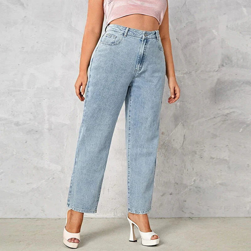Plus Size Women Jeans Autumn Dark Blue 175cm