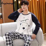 Big Size Autumn New Mens Casual Pajamas Set