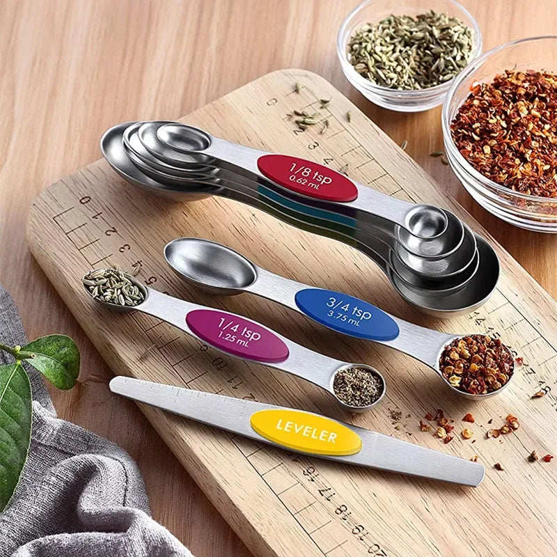 8 Pieces Magnetic Measuring Spoons Set Dual Sided