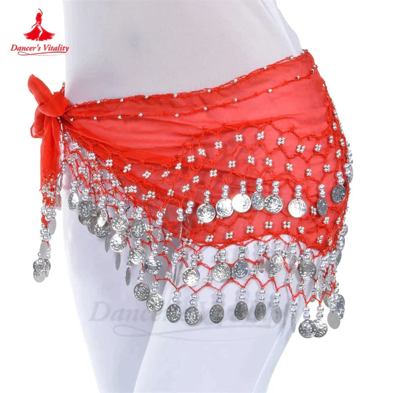 Belly Dance Belt for Women Chiffon Gold Coines